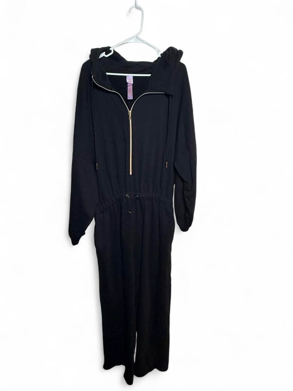 Savage x fenty Black Hooded Zip-Front Jumpsuit